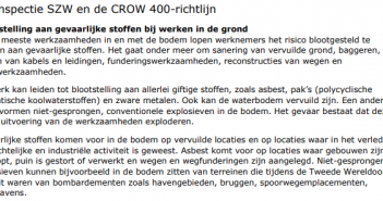 Blootstelling aan gevaarlijke stoffen bij werken in de grond.