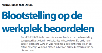 Nieuwe norm NEN 689 Meting van de inhalatieblootstelling aan chemische stoffen